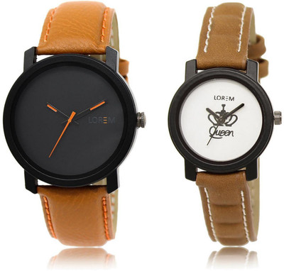 

LOREM watch-20-209 COMBO White & Black Round Boy's & Girl's Leather Watch - For Men & Women