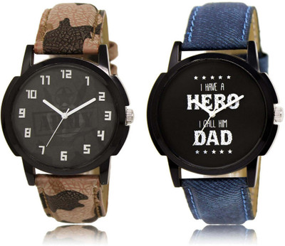 

LOREM SR-3-7 Attractive Black Round Boy's Leather Watch - For Men