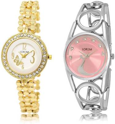 

LOREM SR-203-233 Attractive Multicolor Round Girl's Metal Bracelet Watch - For Women