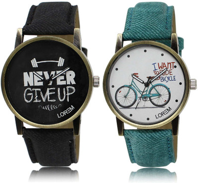 

LOREM Watch-27-229 Designer White & Black Round Boy's & Girl's Leather Watch - For Men & Women