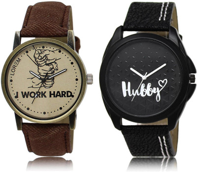 

LOREM watch29-31 COMBO Black & Grey Round Boy's Leather Watch - For Men