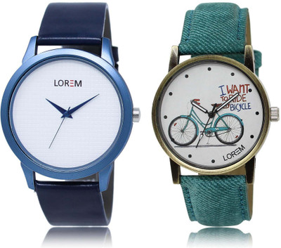 

LOREM OM-33-229 Designer White Round Boy's & Girl's Leather Watch - For Men