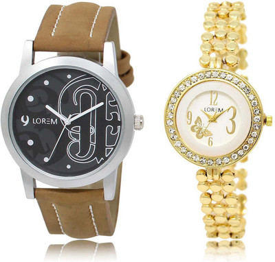 

LOREM OM-14-203 Designer Multicolor Round Boy's & Girl's Metal Bracelet & Leather Watch - For Men & Women
