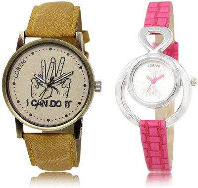 

LOREM OM-30-205 Designer Silver & Grey Round Boy's & Girl's Leather Watch - For Men & Women