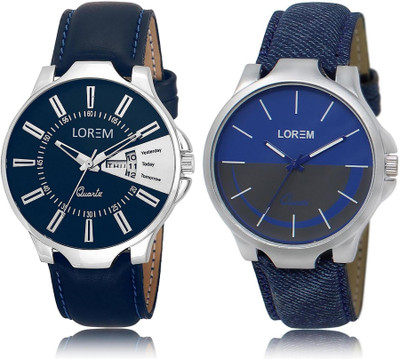 

LOREM FZ-23-24 COMBO Blue Round Boy's Leather Hybrid Watch - For Men