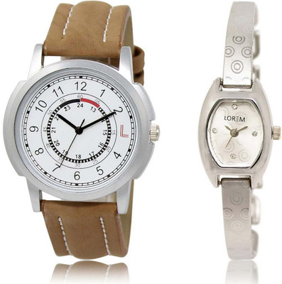 

LOREM Watch-17-219 Designer Silver & White Contemporary & Round Boy's & Girl's Metal Bracelet & Leather Watch - For Men & Women