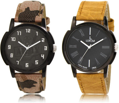 

LOREM 3-19 COMBO Black Round Boy's Leather Watch - For Men