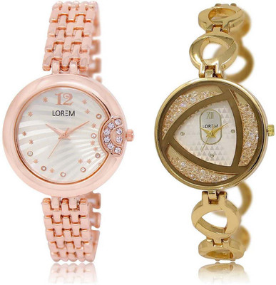 

LOREM watch228-239 Designer White Round Girl's Metal Bracelet Watch - For Women