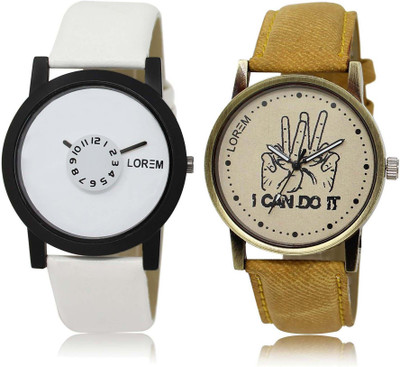 

LOREM SR-26-30 Attractive Grey & White Round Boy's Leather Watch - For Men