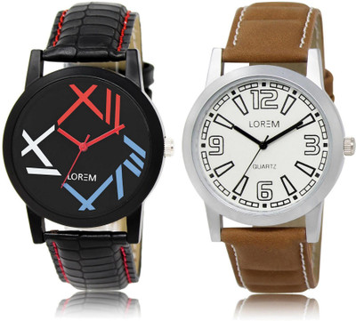 

LOREM watch12-15 COMBO Multicolor Round Boy's Leather Watch - For Men
