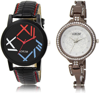 

LOREM 16-219 COMBO Multicolor Round Boy's & Girl's Metal Bracelet & Leather Watch - For Men & Women