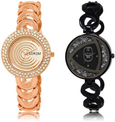 

LOREM SR-202-237 Attractive Multicolor Round Girl's Metal Bracelet Watch - For Women