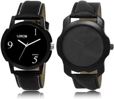 

LOREM Watch-6-22 COMBO Black Round Boy's Leather Watch - For Men