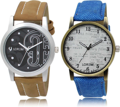 

LOREM SR-14-28 Attractive White & Black Round Boy's Leather Watch - For Men