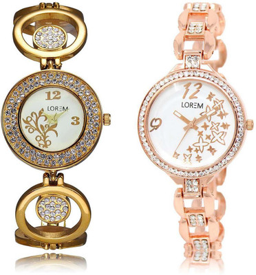 

LOREM SR-204-210 Attractive Multicolor Round Girl's Metal Bracelet Watch - For Women