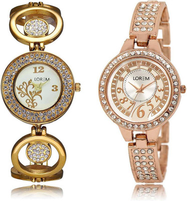 

LOREM watch-204-216 Designer Multicolor Round Girl's Metal Bracelet Watch - For Women