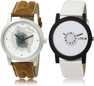 

LOREM watch9-26 COMBO White Round Boy's Leather Watch - For Men