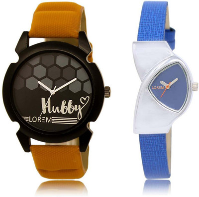 

LOREM watch-32-208 Designer Blue & Black Triangle & Round Boy's & Girl's Leather Watch - For Men & Women