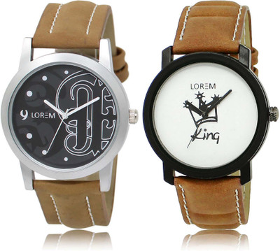 

LOREM watch14-18 Designer White & Black Round Boy's Leather Watch - For Men