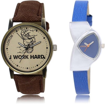 

LOREM OM-29-208 Designer Blue & Grey Triangle & Round Boy's & Girl's Leather Watch - For Men & Women