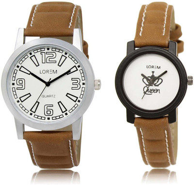 

LOREM SR-15-209 Attractive White Round Boy's & Girl's Leather Watch - For Men & Women
