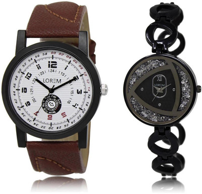

LOREM FZ-11-237 COMBO Multicolor Round Boy's & Girl's Metal Bracelet & Leather Watch - For Men & Women