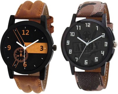 brown color boys leather belt watches 