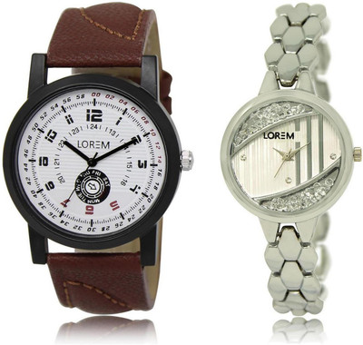 

LOREM Watch-11-223 COMBO Multicolor Round Boy's & Girl's Metal Bracelet & Leather Watch - For Men & Women