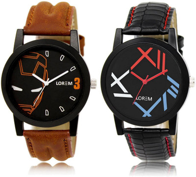 

LOREM WATCH-4-12 COMBO Multicolor Round Boy's Leather Watch - For Men