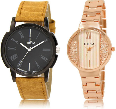 

LOREM Watch-19-217 COMBO White & Black Round Boy's & Girl's Metal Bracelet & Leather Watch - For Men & Women