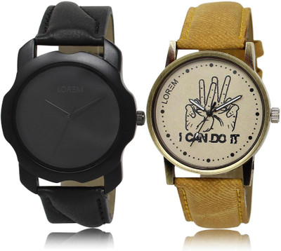 

LOREM FZ-22-30 COMBO Grey & Black Round Boy's Leather Watch - For Men