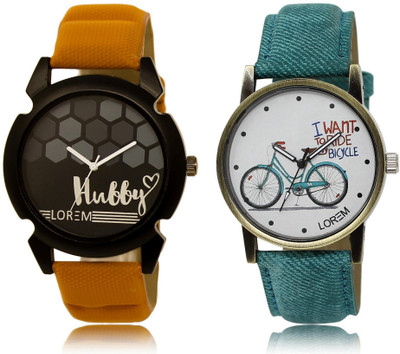 

LOREM 32-229 COMBO White & Black Round Boy's & Girl's Leather Watch - For Men & Women
