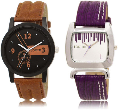 

LOREM OM-1-207 Designer White & Black Round Boy's & Girl's Leather Watch - For Men & Women