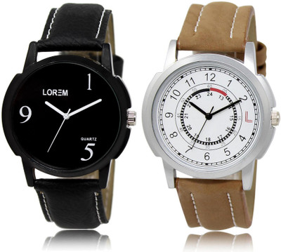 

LOREM Watch-6-17 COMBO White & Black Round Boy's Leather Watch - For Men