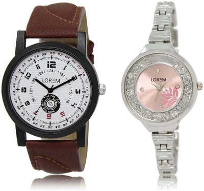

LOREM SR-11-226 Attractive Multicolor Round Boy's & Girl's Metal Bracelet & Leather Watch - For Men & Women
