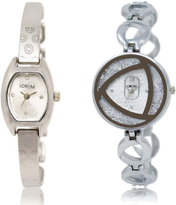 

LOREM SR-219-240 Attractive White Round & Contemporary Girl's Metal Bracelet Watch - For Women