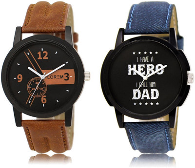 

LOREM FZ-1-7 COMBO Black Round Boy's Leather Watch - For Men