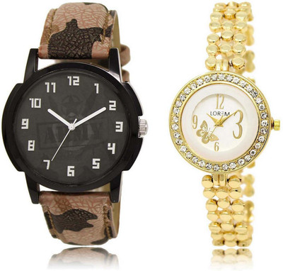 

LOREM watch-3-203 Designer Multicolor Round Boy's & Girl's Metal Bracelet & Leather Watch - For Men & Women