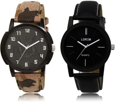

LOREM OM-3-5 Designer Black Round Boy's Leather Watch - For Men