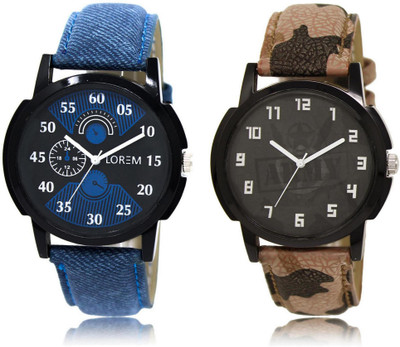 

LOREM FZ-2-3 COMBO Black Round Boy's Leather Watch - For Men
