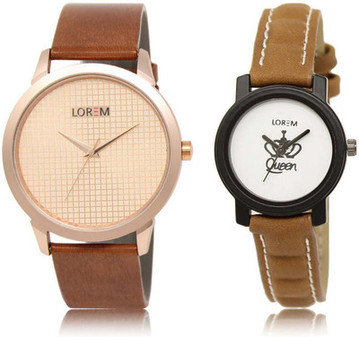 

LOREM watch34-209 Designer White & Rose Gold Round Boy's & Girl's Leather Watch - For Men & Women