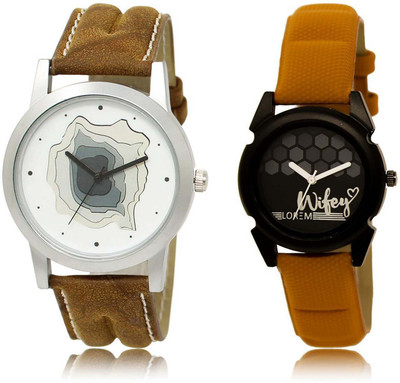 

LOREM SR-9-235 Attractive Black & White Round Boy's & Girl's Leather Watch - For Men & Women