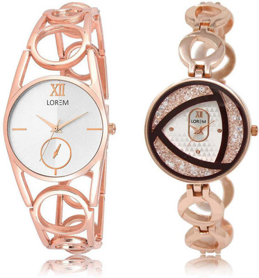 

LOREM OM-213-238 Designer White Round Girl's Metal Bracelet Watch - For Women