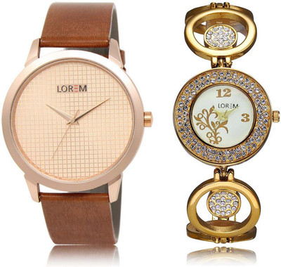 

LOREM OM-34-204 Designer Multicolor Round Boy's & Girl's Metal Bracelet & Leather Watch - For Men & Women