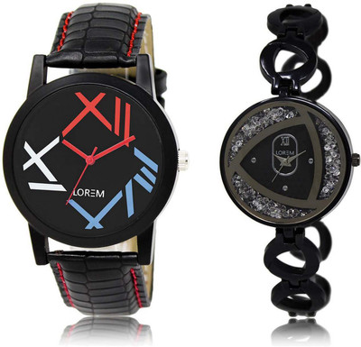 

LOREM watch12-237 Designer Multicolor Round Boy's & Girl's Metal Bracelet & Leather Watch - For Men & Women