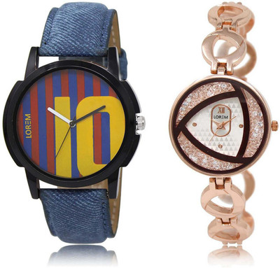 

LOREM watch-10-238 Designer Multicolor Round Boy's & Girl's Metal Bracelet & Leather Watch - For Men & Women