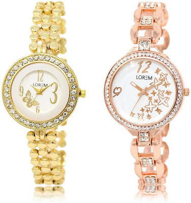 

LOREM FZ-203-210 COMBO Multicolor Round Girl's Metal Bracelet Watch - For Women