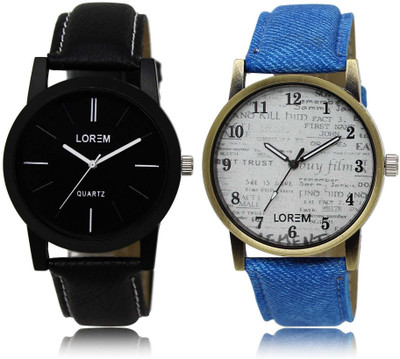 

LOREM OM-5-28 Designer White & Black Round Boy's Leather Watch - For Men