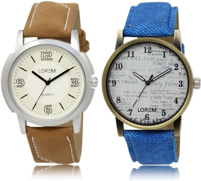 

LOREM SR-16-28 Attractive White Round Boy's Leather Watch - For Men