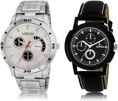 

LOREM Watch-13-101 COMBO Multicolor Round Boy's Leather & Metal Bracelet Hybrid Watch - For Men